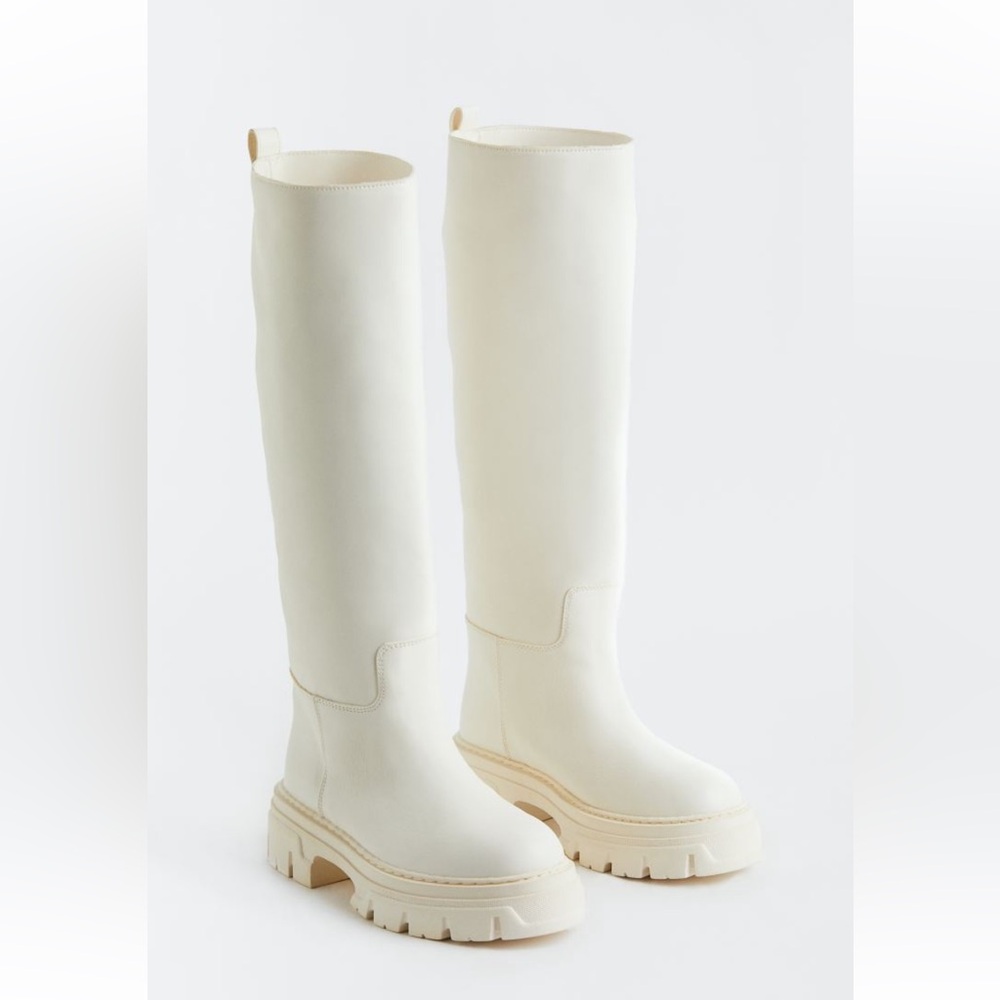 Knee high chunky boots